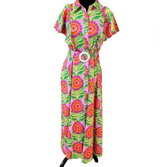 Alden Adair Floral Maxi Dress NWOT Belted Vacation Resort Wear Size Small - Picture 2 of 8